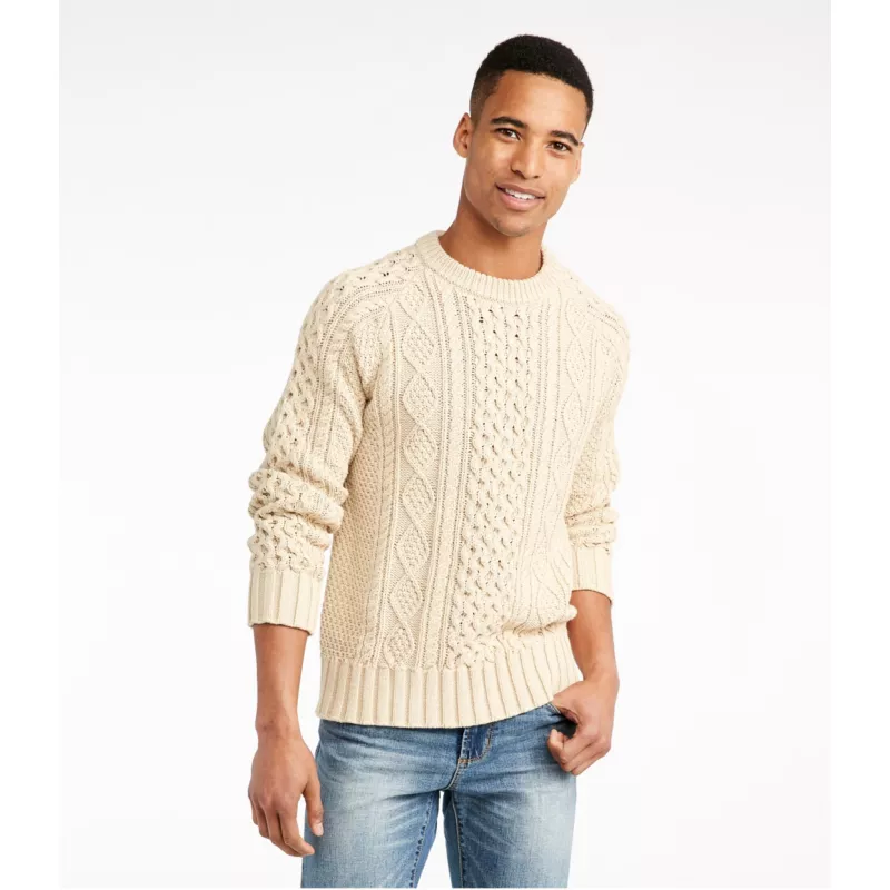 Model wearing L.L.Bean Men's Signature Cotton Fisherman Sweater